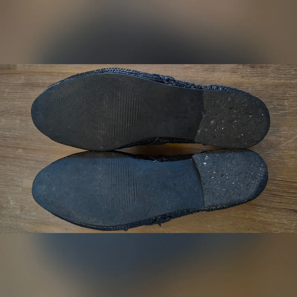 ANTHROPOLOGIE/SILENT D Roxford Black Raffia Size 7